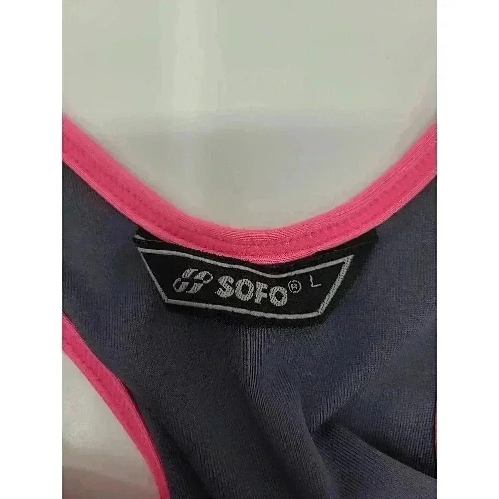 SOFO Tankini Top Women's Size Large Lot of 2 Grey and Black Built in Bra